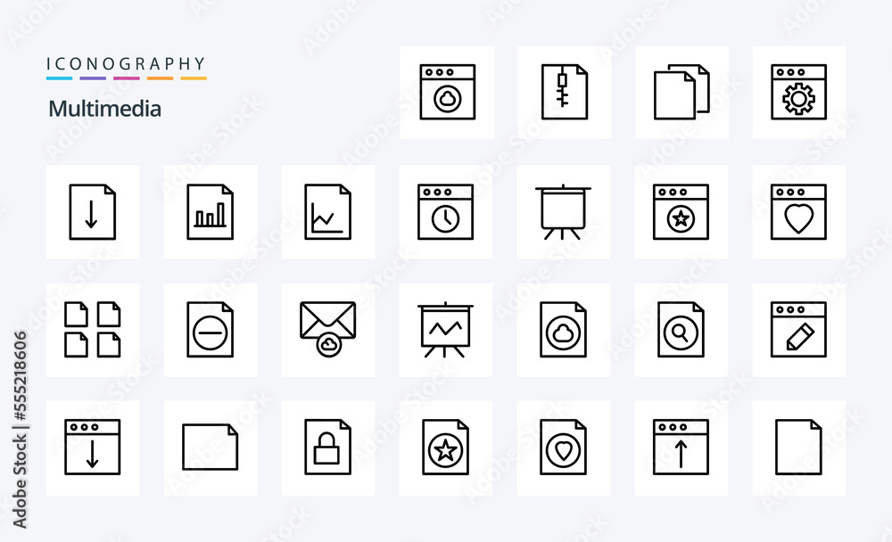 25 Multimedia Line icon pack