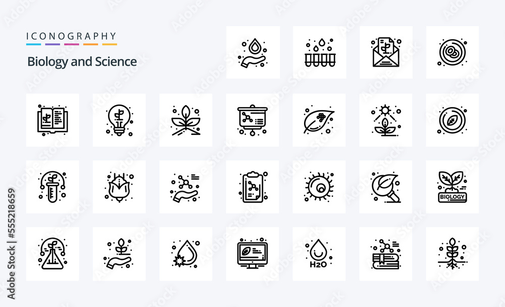 25 Biology Line icon pack