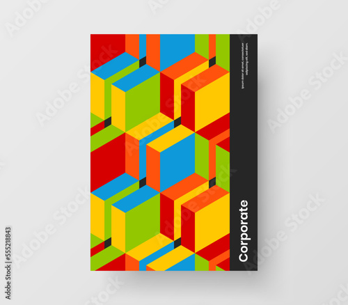 Colorful mosaic pattern corporate brochure concept. Premium book cover A4 vector design template.