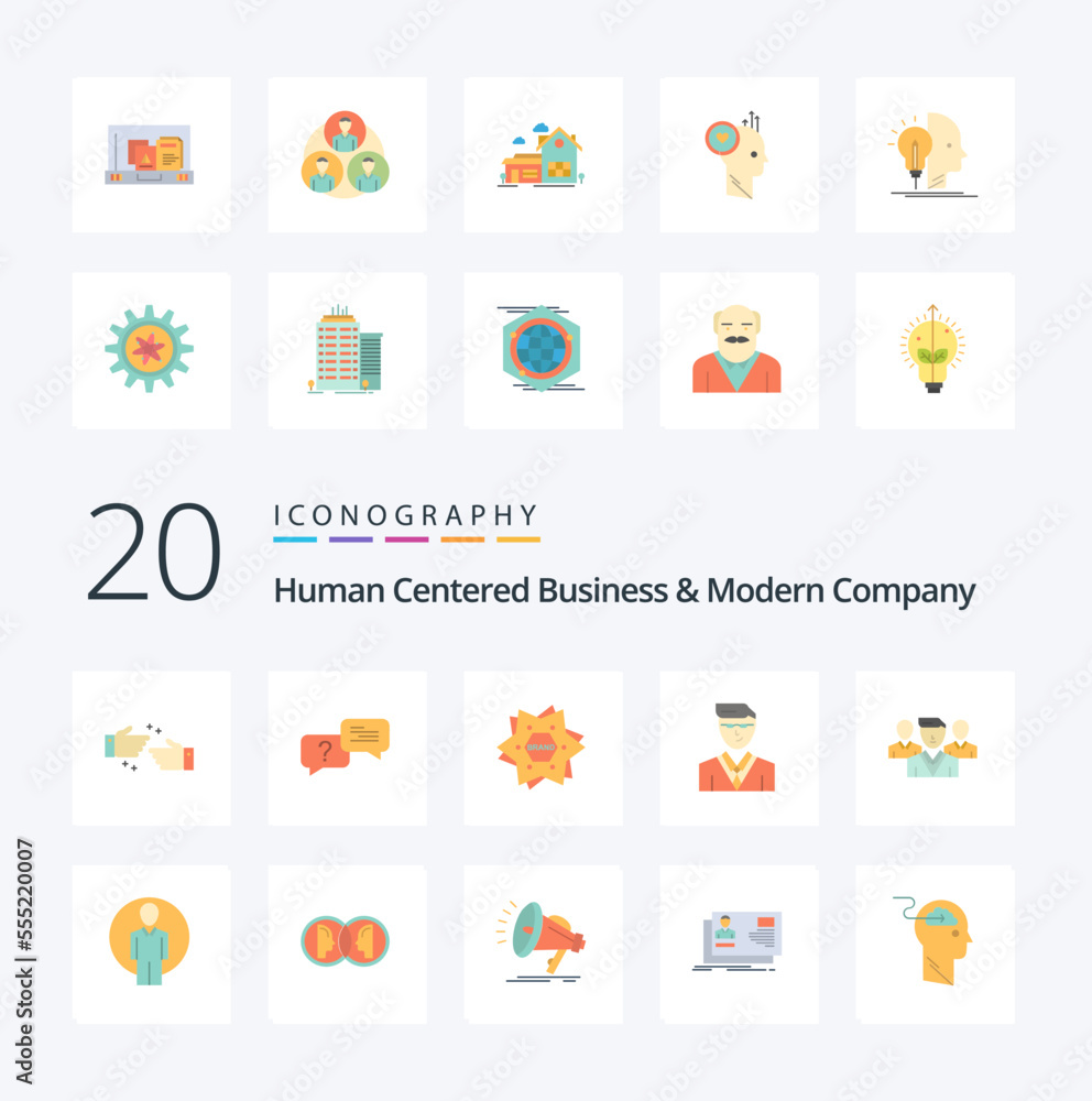 20 Human Centered Business And Modern Company Flat Color icon Pack like staff manager star user shape