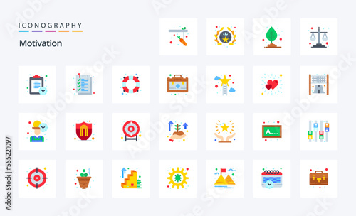 25 Motivation Flat color icon pack