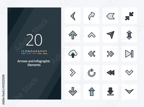 20 Arrow line Filled icon for presentation
