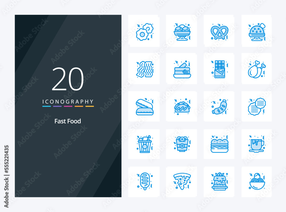 20 Fast Food Blue Color icon for presentation