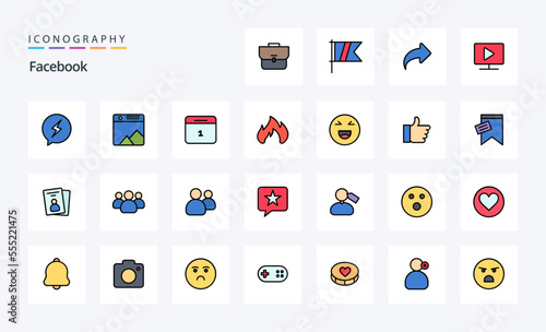 25 Facebook Line Filled Style icon pack