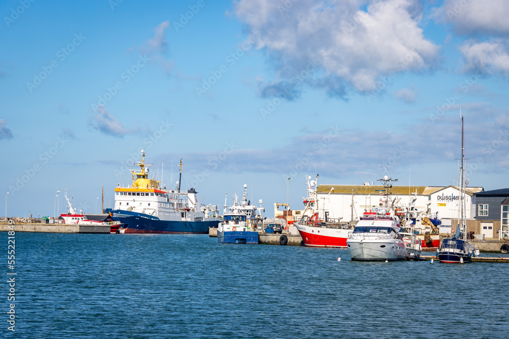 The city of  Fredrikshavn in Denmark Europe with Sea Port Ships and Dock