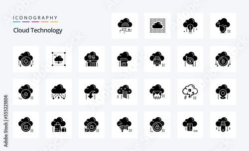 25 Cloud Technology Solid Glyph icon pack