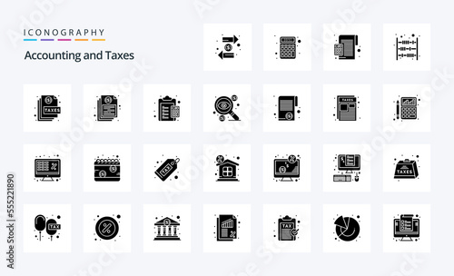 25 Taxes Solid Glyph icon pack