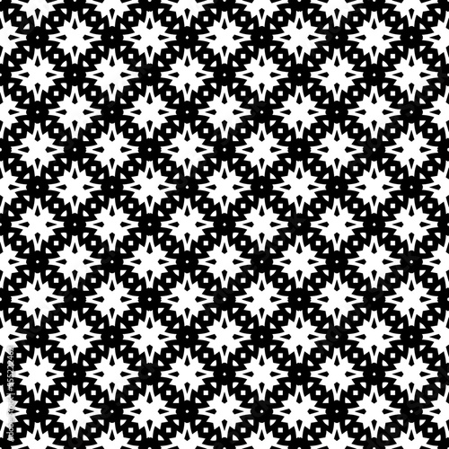 Black and white seamless pattern texture. Greyscale ornamental graphic design. Mosaic ornaments. Pattern template. Vector illustration. EPS10.