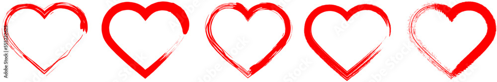 Red hearts icons vector set.Hand drawn hearts for web site, love symbol and Valentine's day.Red hearts isolated on white background. Red hearts icons vector set.Hand drawn hearts for web site, love symbol and Valentine's day.Red hearts isolated on white background.