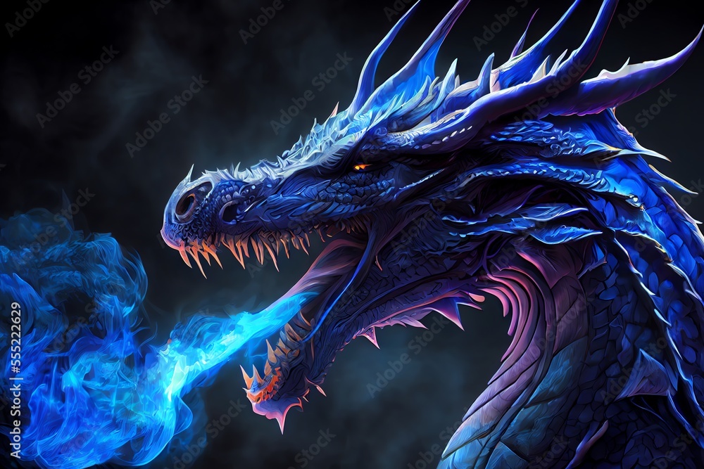 Dragon fantasy concept art mythological creature Stock Illustration