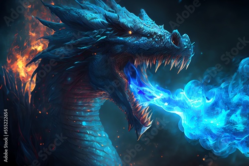 Dragon fantasy concept art mythological creature. Generative AI
