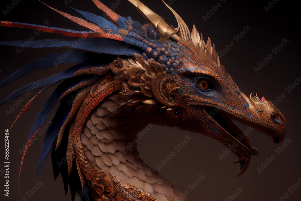 Dragon fantasy concept art mythological creature. Generative AI Dragon fantasy concept art mythological creature. Generative AI