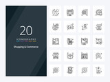 20 Shopping And Commerce Outline icon for presentation