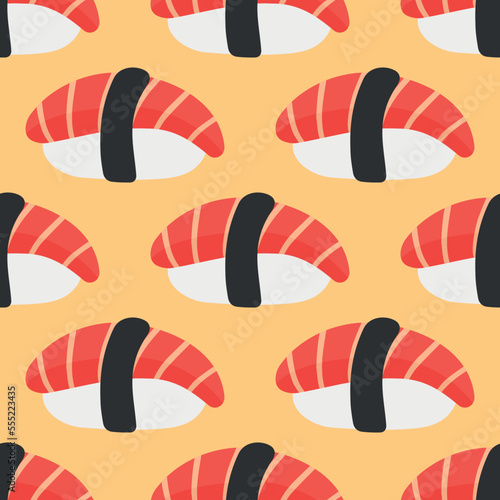 Japanese sushi pattern in hand drawn style. Asian food for restaurants menu