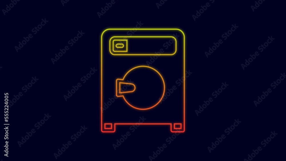 Glowing neon line Washer icon isolated on blue background. Washing machine icon. Clothes washer - laundry machine. Home appliance symbol. 4K Video motion graphic animation Glowing neon line Washer icon isolated on blue background. Washing machine icon. Clothes washer - laundry machine. Home appliance symbol. 4K Video motion graphic animation