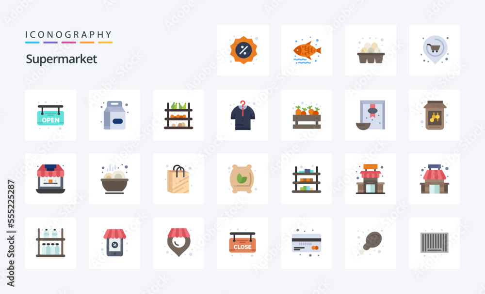 25 Supermarket Flat color icon pack