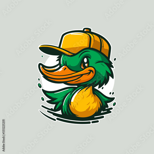 cool duck or goose character logo mascot icon for branding in cartoon vector