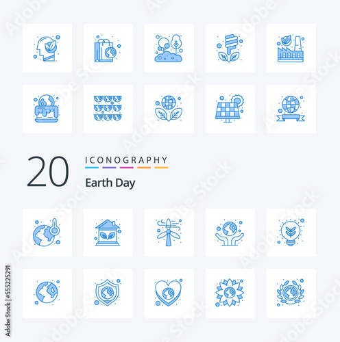 20 Earth Day Blue Color icon Pack like idea green ecology ecology care