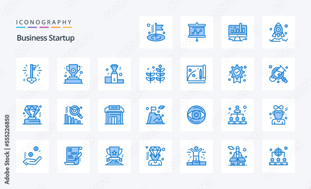 25 Business Startup Blue icon pack