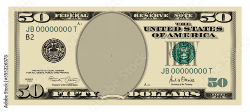 US Dollars 50 banknote -American dollar bill cash money isolated on white background.