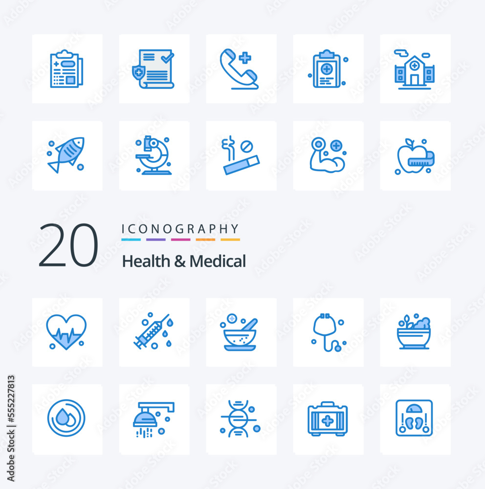 20 Health And Medical Blue Color icon Pack like droop soup medical medicine hospital