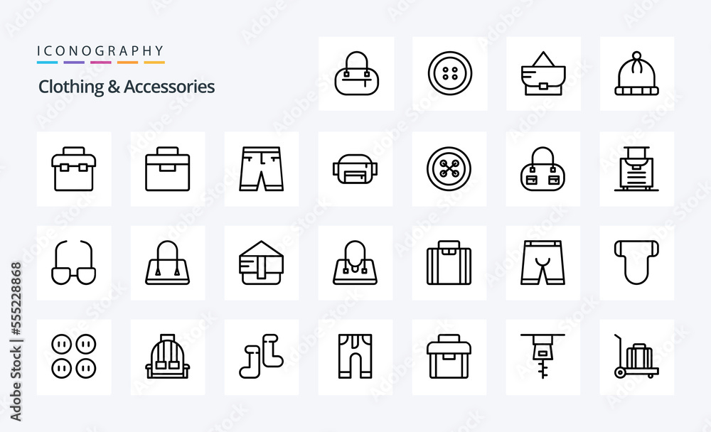 25 Clothing  Accessories Line icon pack