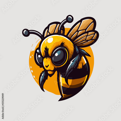 flying honey bee bumblebee character logo mascot flat vector