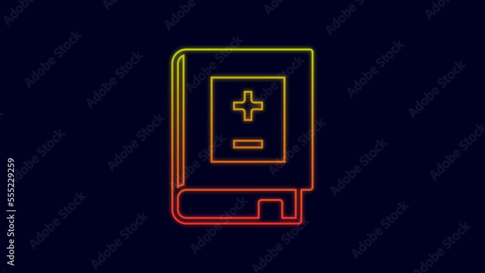 Glowing neon line Book with mathematics icon isolated on blue background. Math book. Education concept about back to school. 4K Video motion graphic animation Glowing neon line Book with mathematics icon isolated on blue background. Math book. Education concept about back to school. 4K Video motion graphic animation