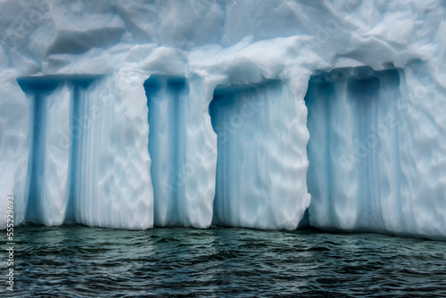 Melted ice channels in an iceberg, Paradise Harbour; Antarctica