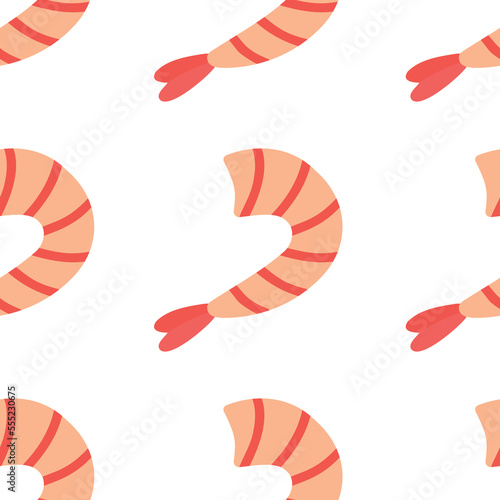 Japanese shrimp pattern in hand drawn style. Asian food for restaurants menu