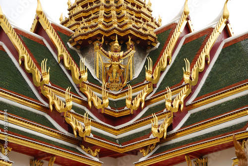 The top of Phra Thinang Dusit Maja Prasat in the Grand Palace.; The Grand Palace, Bangkok, Thailand. photo