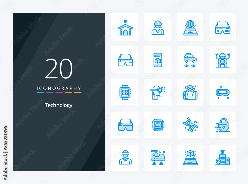 20 Technology Blue Color icon for presentation