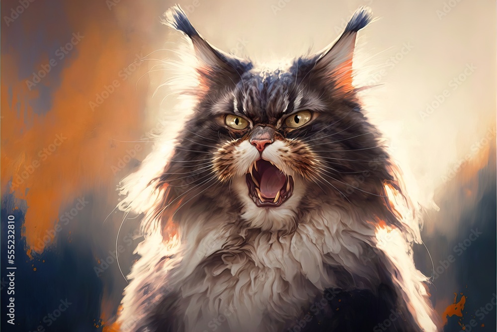 a cat with its mouth open and it's mouth wide open with its mouth wide ...