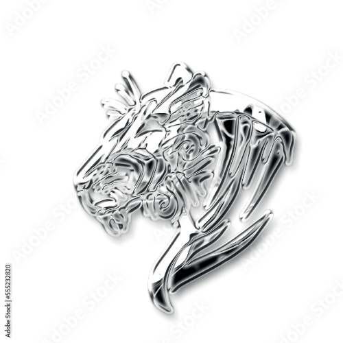 shinny chrome silver metallic effect tiger