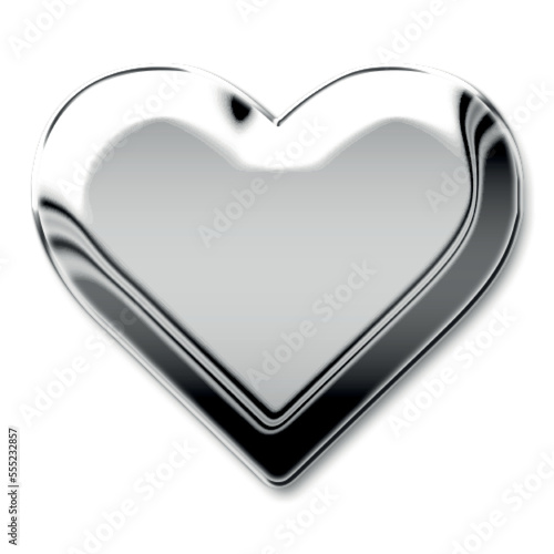 chrome silver metallic effect heart