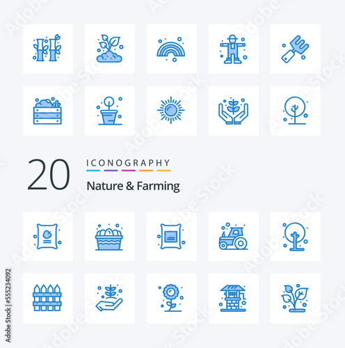 20 Nature And Farming Blue Color icon Pack like china tractor barley farming agriculture