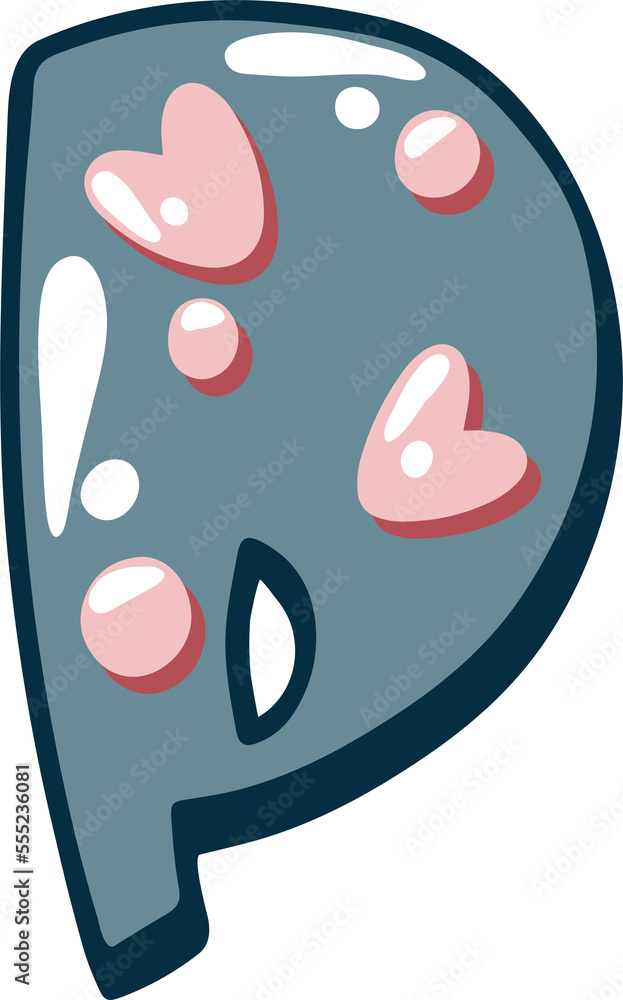 Love bubble alphabet with heart text, letter P Love bubble alphabet with heart text, letter P