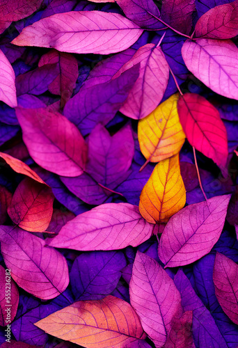 Vibrant purple autumn leaves Generative AI