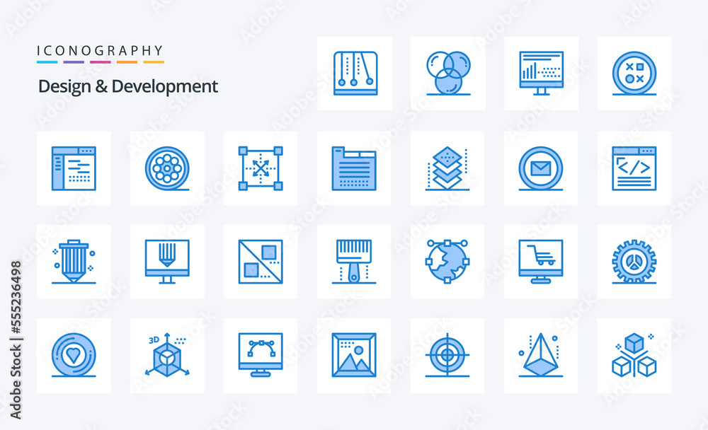 25 Design  Development Blue icon pack
