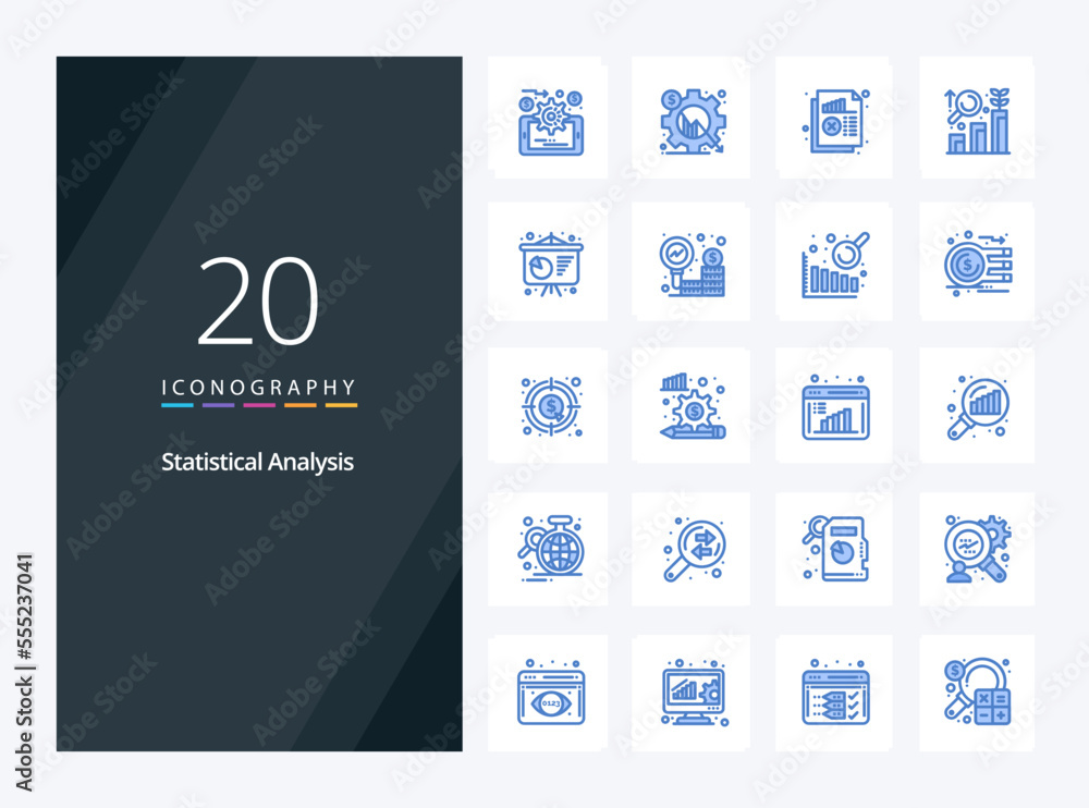 20 Statistical Analysis Blue Color icon for presentation