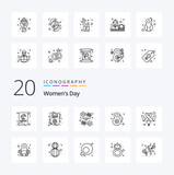 20 Womens Day Line icon Pack like breast cancer celebrate female women