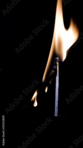 Match sticks that burn and seem to be embracing each other