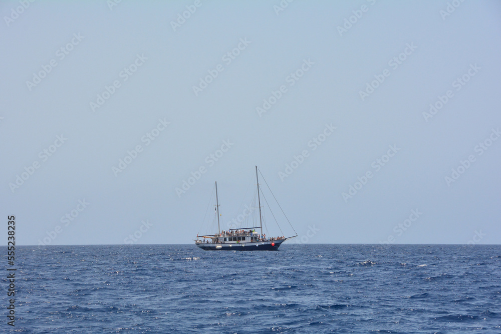 A pleasure boat on the open sea