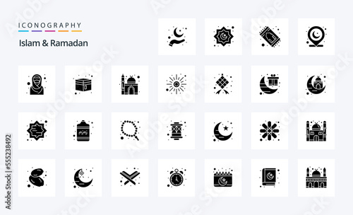 25 Islam And Ramadan Solid Glyph icon pack