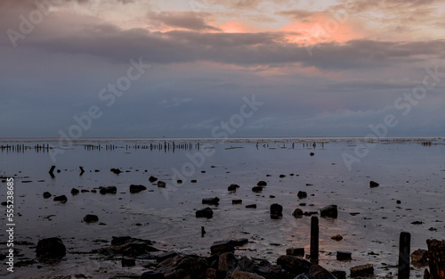 Rocks and sea breakers off the Frisian coast, Netherlands