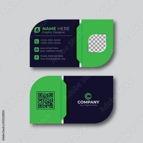 Die-cut business card with rounded corners and leaf shape