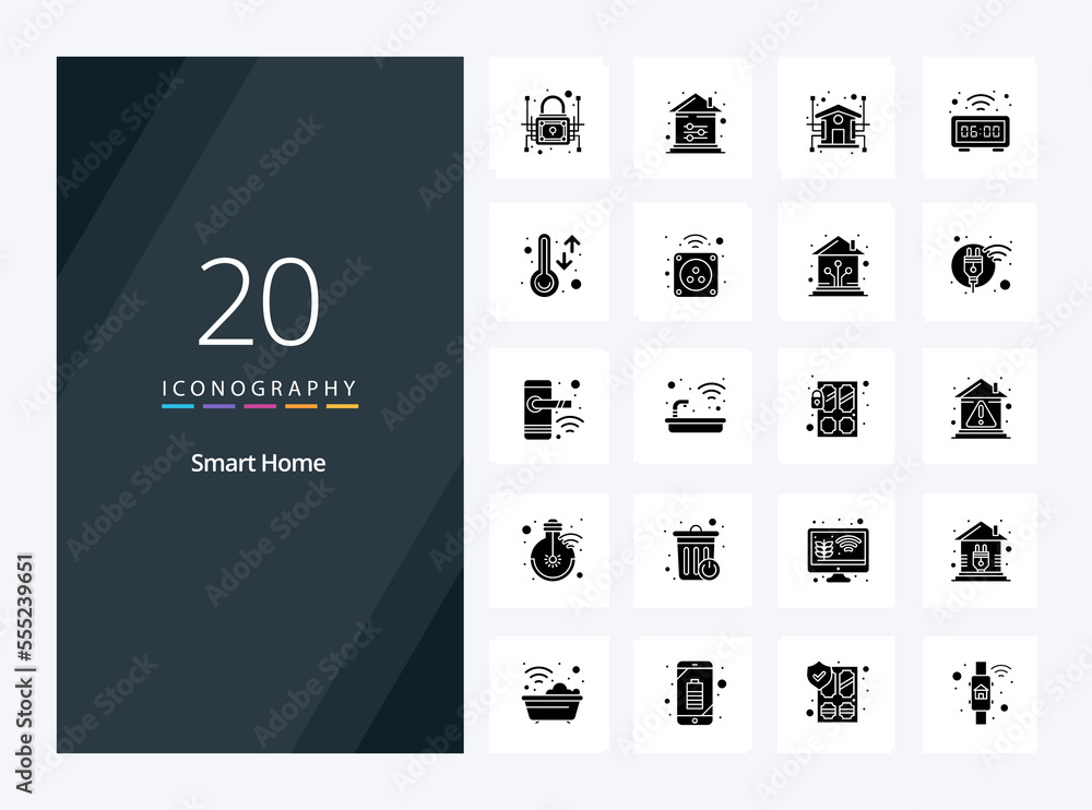 20 Smart Home Solid Glyph icon for presentation