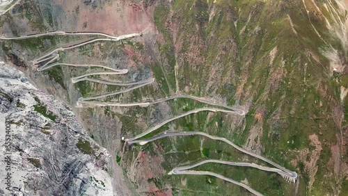 Aerial view of passo dello stelvio mountain pass