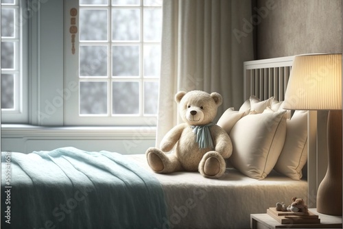 teddy bear on sofa