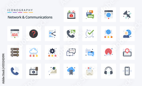 25 Network And Communications Flat color icon pack